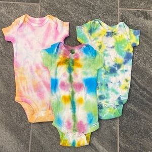Gerber Tie-Dye Baby One-Piece Bodysuits - Pink, Yellow, Blue, Green